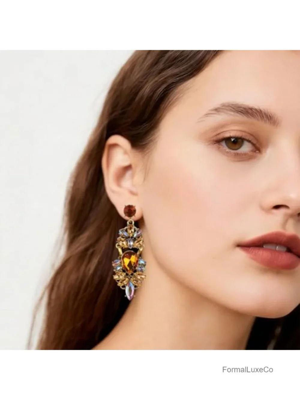 Oversized Rhinestone Chandelier Earrings for Women Dangle Statement Crystal